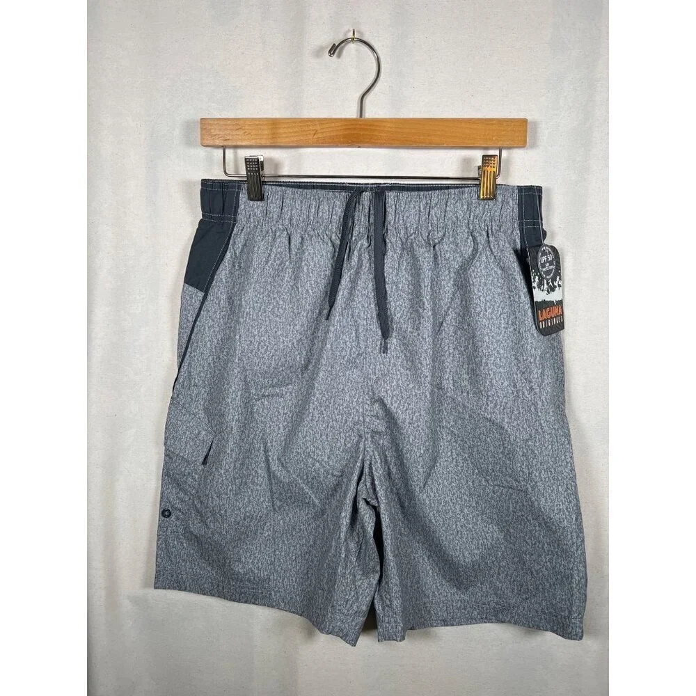 NWT Laguna Originals Size M Grey Swim Shorts Color Blocked Trunks UPF protection